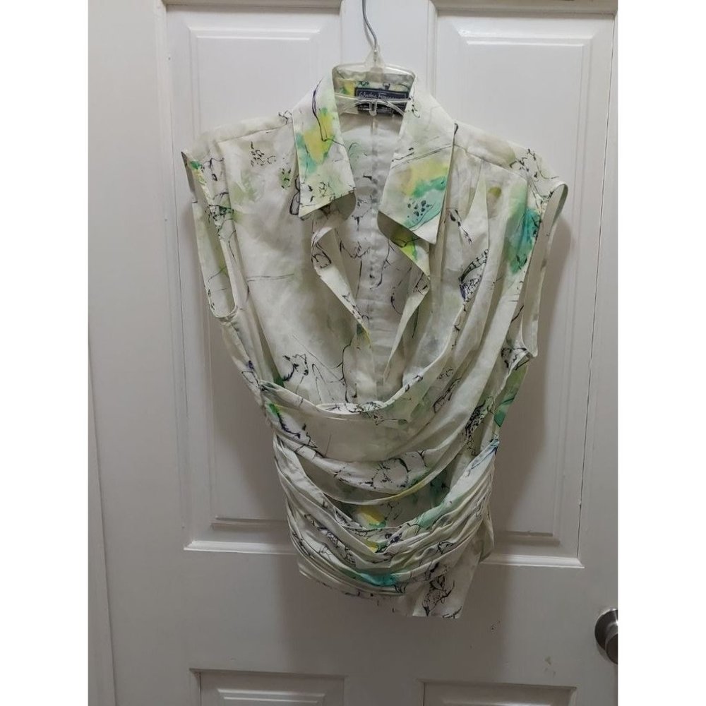 Sz 42 Italy yellow blouse women's Salvatore Ferragamo  shirt